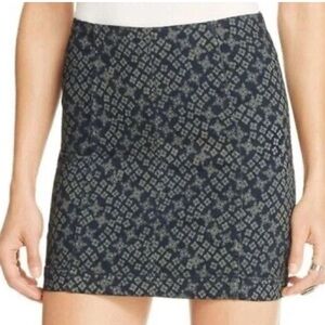 Free People Indigo Combo Green Diamond Mini Skirt Size 6